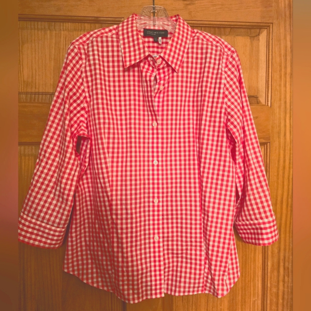 Jones New York Signature Large Graham Checked Hot Pink